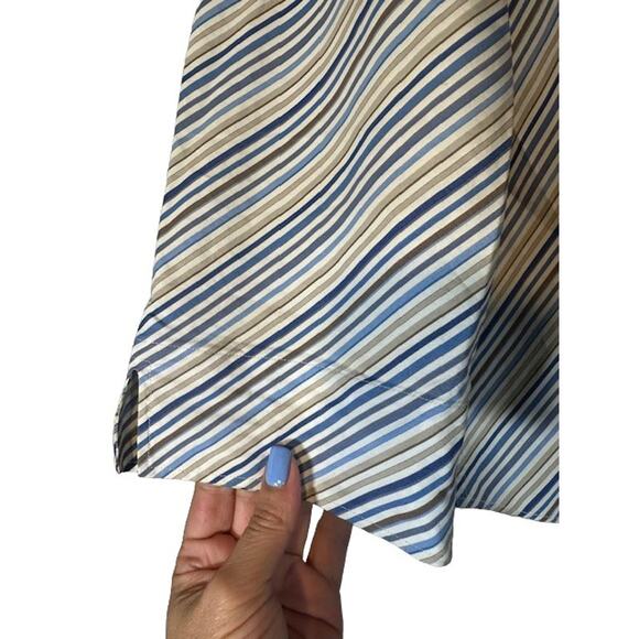 Faconnable White Multi-Color Striped Long Sleeve Button Down Shirt Women Sz L - Picture 6 of 8